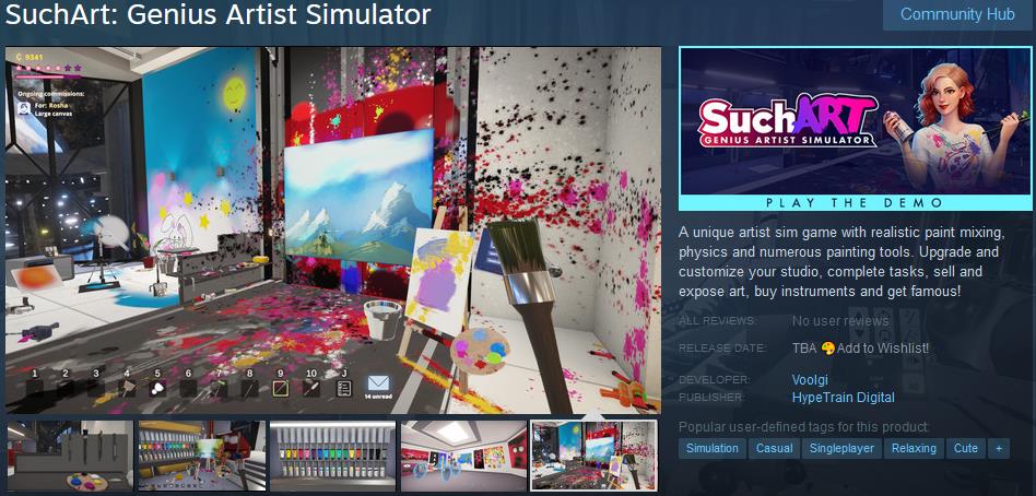 模拟新游《SuchArt:天才艺术家模拟器》上架Steam
