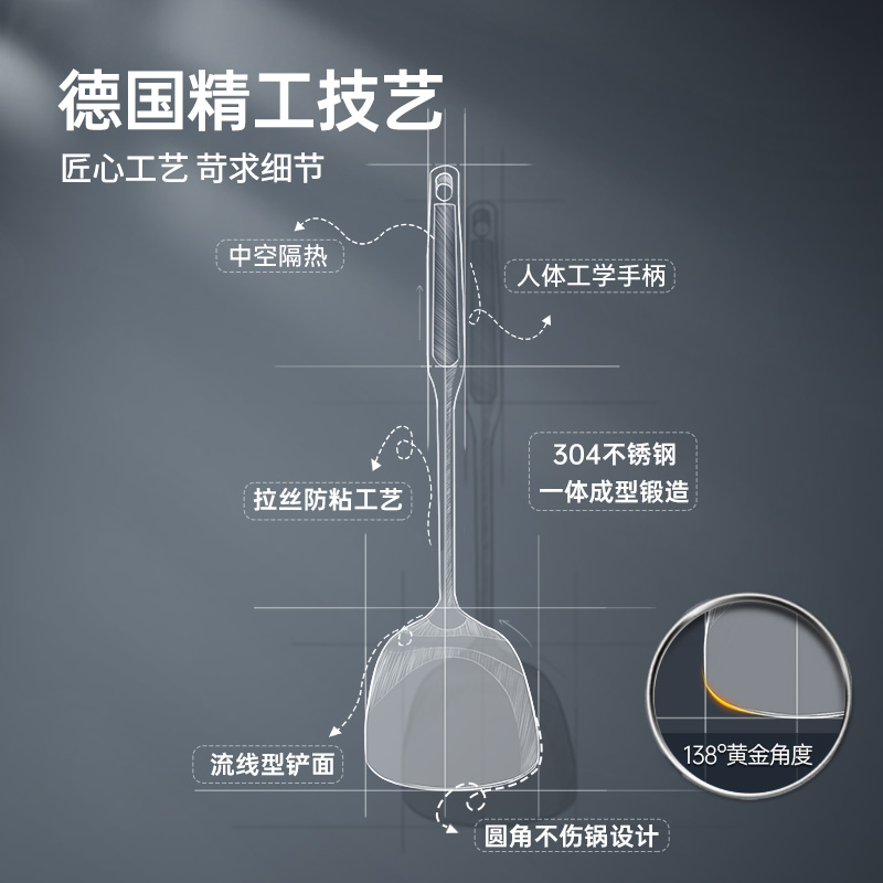炊大皇锅铲：厨房里的全能战士，304不锈钢炒菜神器！