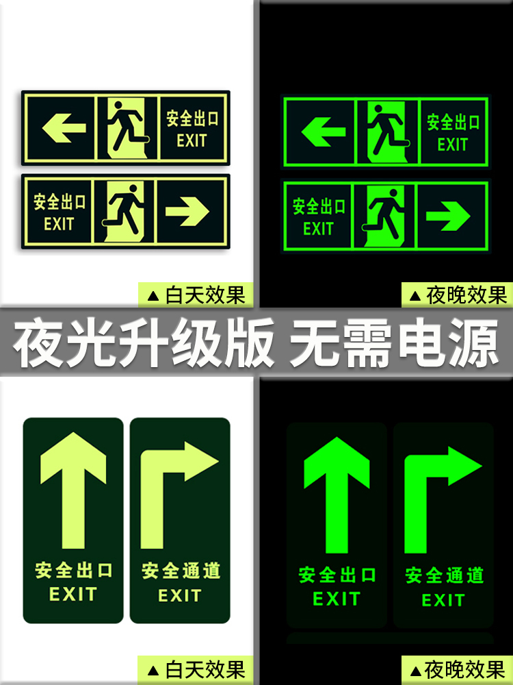 夜光安全守护者：地标贴荧光应急指示牌，照亮你的安全之路