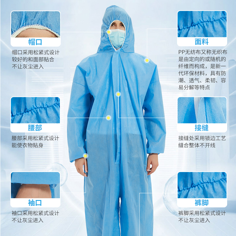 一次性防护服：连体带帽无纺布防尘服，喷漆猪场养殖场工作服新选择！