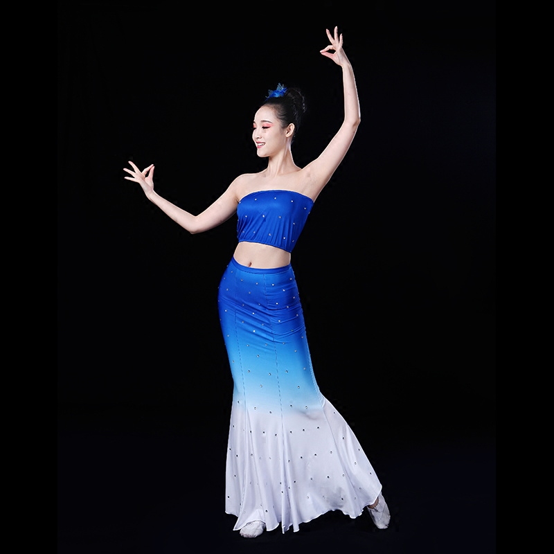 傣族舞蹈演出服鱼尾裙长裙：孔雀舞的华丽转身，大码服也能闪耀舞台