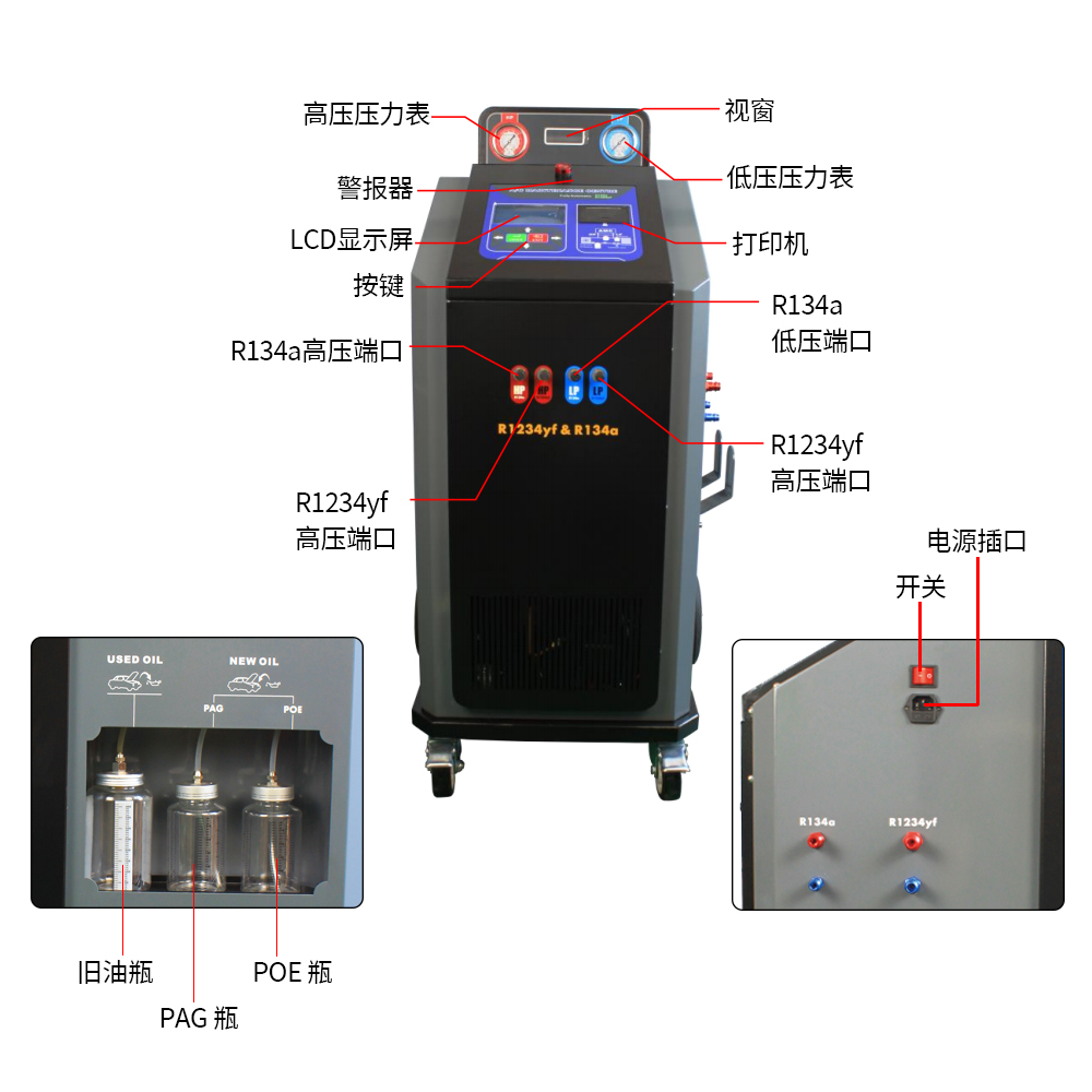 全自动汽车空调免拆清洗机AMC-1000D冷媒回收加注机双系统高配版：汽车保养新神器，让爱车焕然一新！