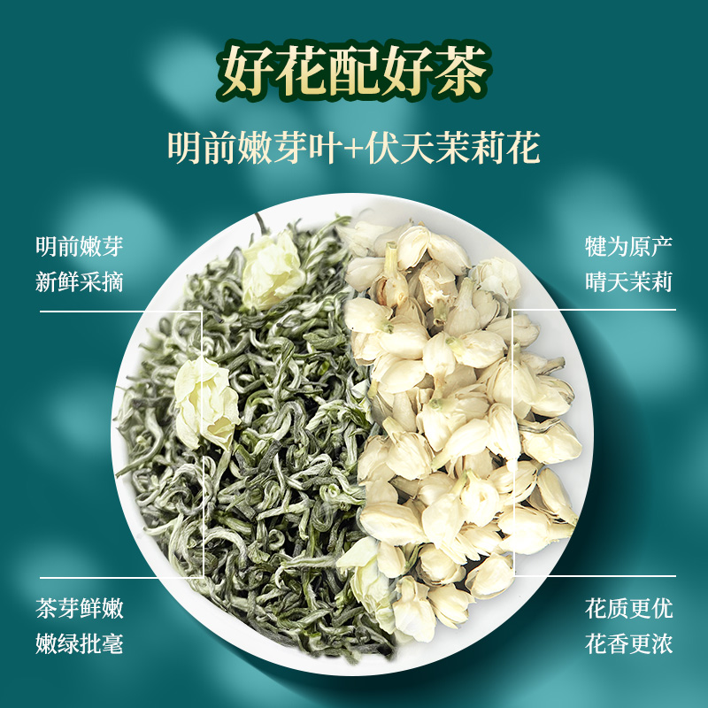 2025新茶茉莉花茶蒙顶甘露飘雪浓香散装特级四川蒙顶山茉莉花茶叶，品茗新体验
