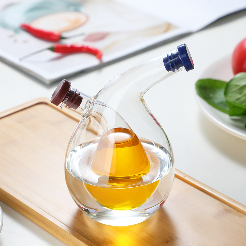 创意油壶玻璃厨房用品：双层酱油瓶油醋瓶密封套装，厨房美学新升级！