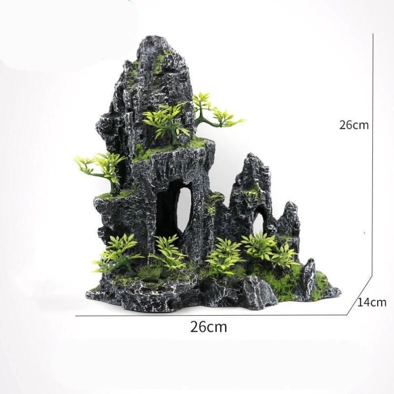 鱼缸造景石头假山：天然树脂造景，打造梦幻水族箱装饰！