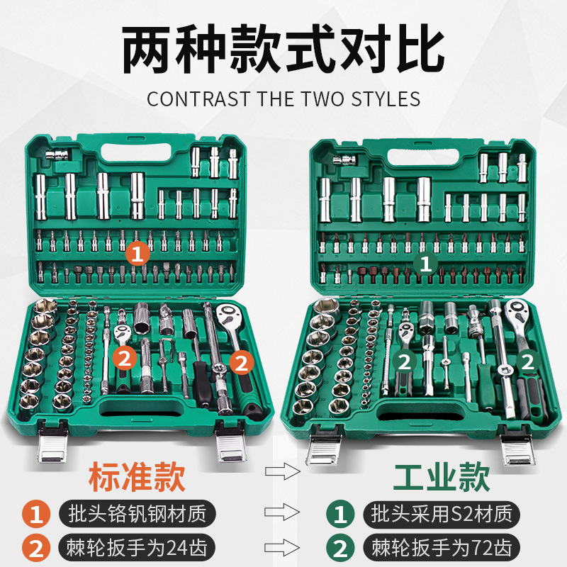 汽车用品维修工具10件套筒工具箱车家两用卸螺丝大飞套筒扳手：你的全能救星，从此修车不在话下！