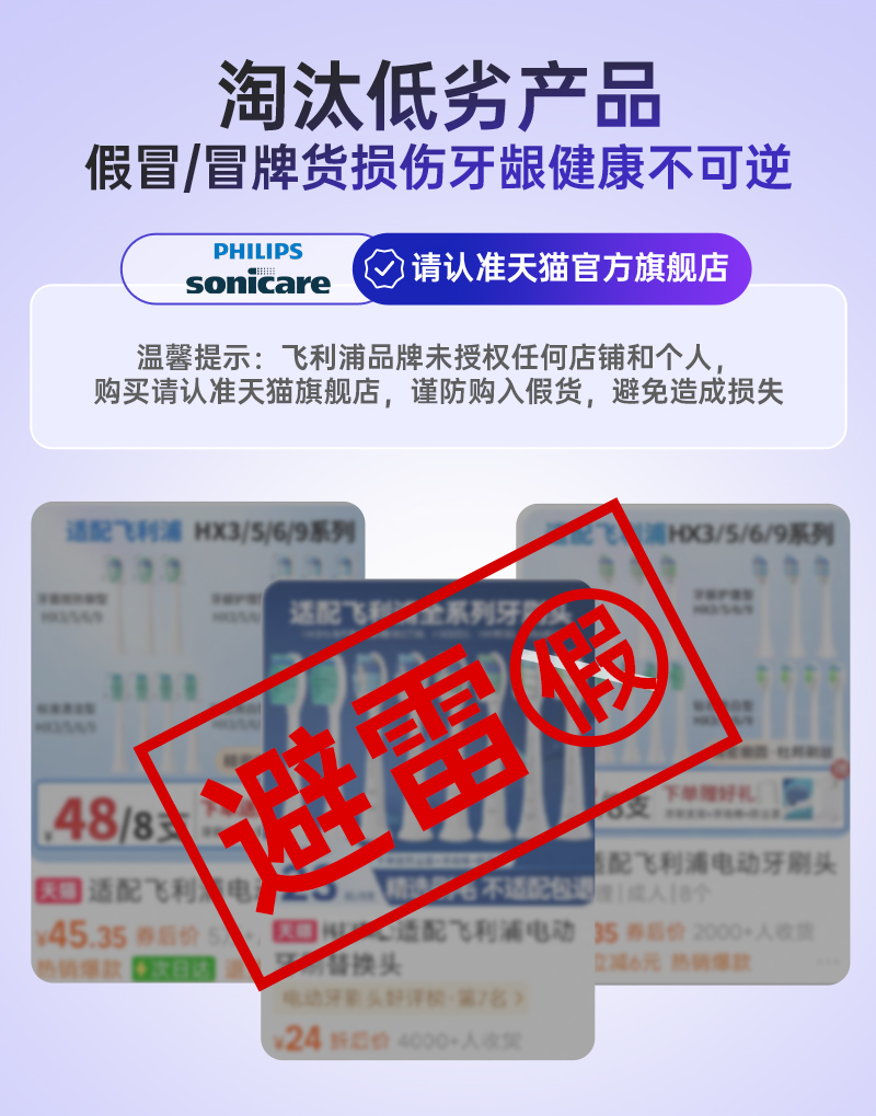 飞利浦电动牙刷头HX9033/9023/6013/C1C2G2：完美替换HX6730/3226/6512，清洁新体验
