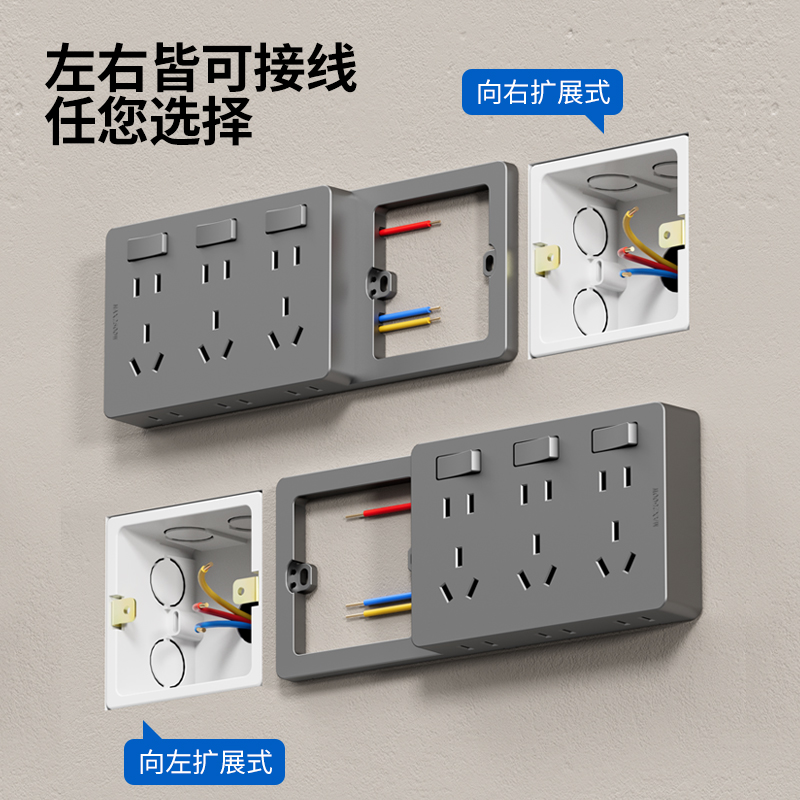 86型扩展式插座USB带Type-C 20W快充无线插排转换器拓展五孔插座：家庭用电新革命，智能生活必备神器！