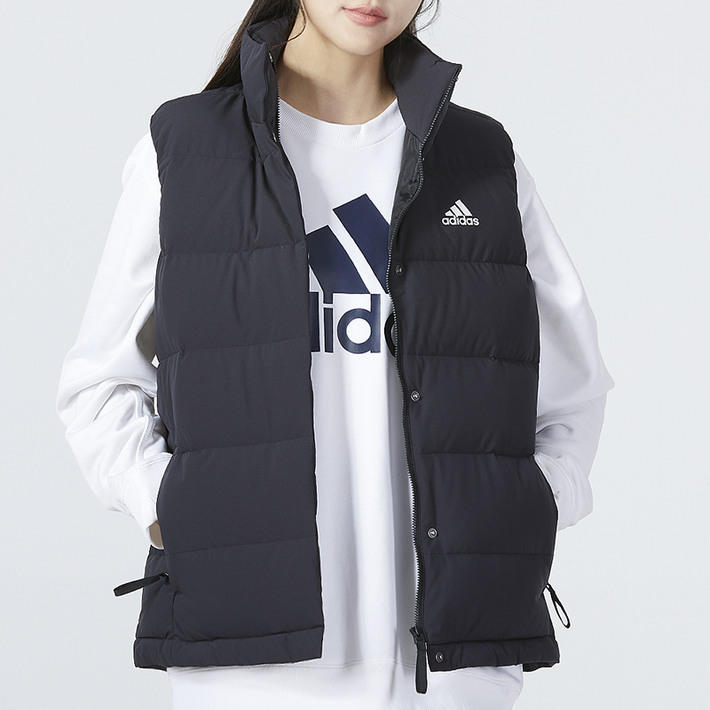 阿迪达斯女子冬季运动休闲保暖立领羽绒服马甲背心，暖冬必备！