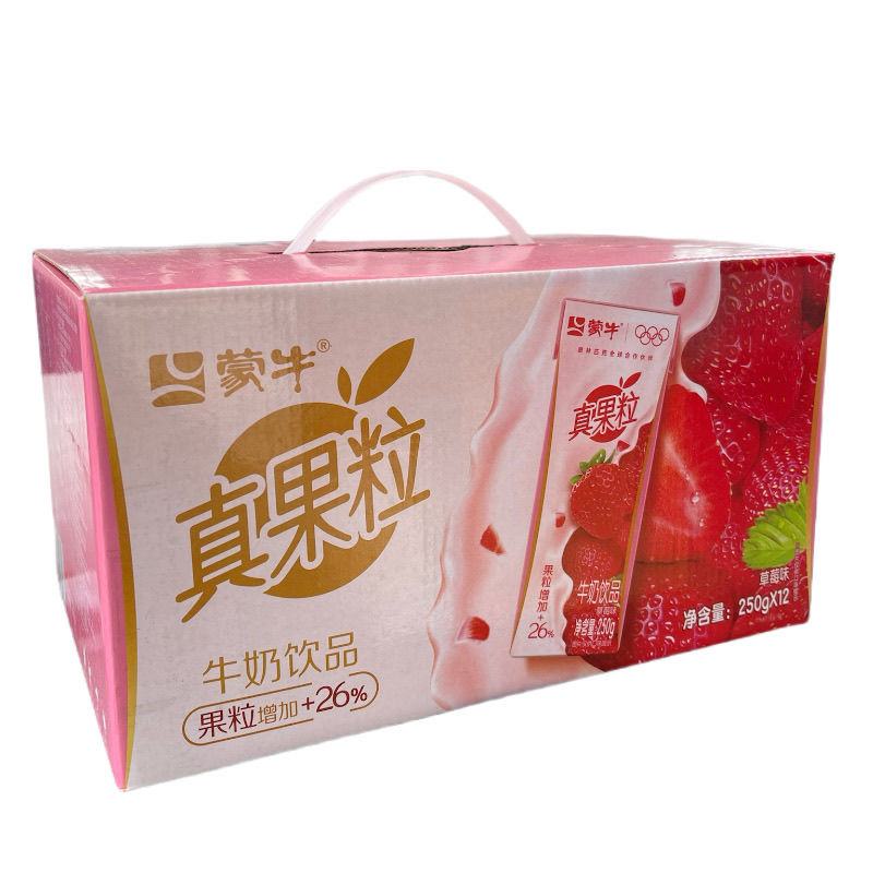 蒙牛真果粒草莓牛奶饮品250g*12：解锁童年味道，草莓季的甜蜜诱惑！
