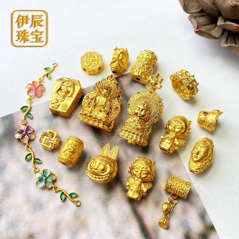18K金镶嵌天然青金石京八棱隔珠：传统工艺与现代美学的完美融合，DIY搭配你的专属珠宝