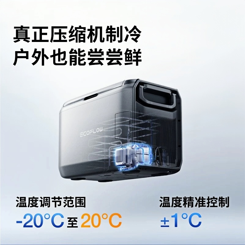 正浩EcoFlow【Classic】车载冰箱：45升大容量双温区，你的户外野餐新伙伴！