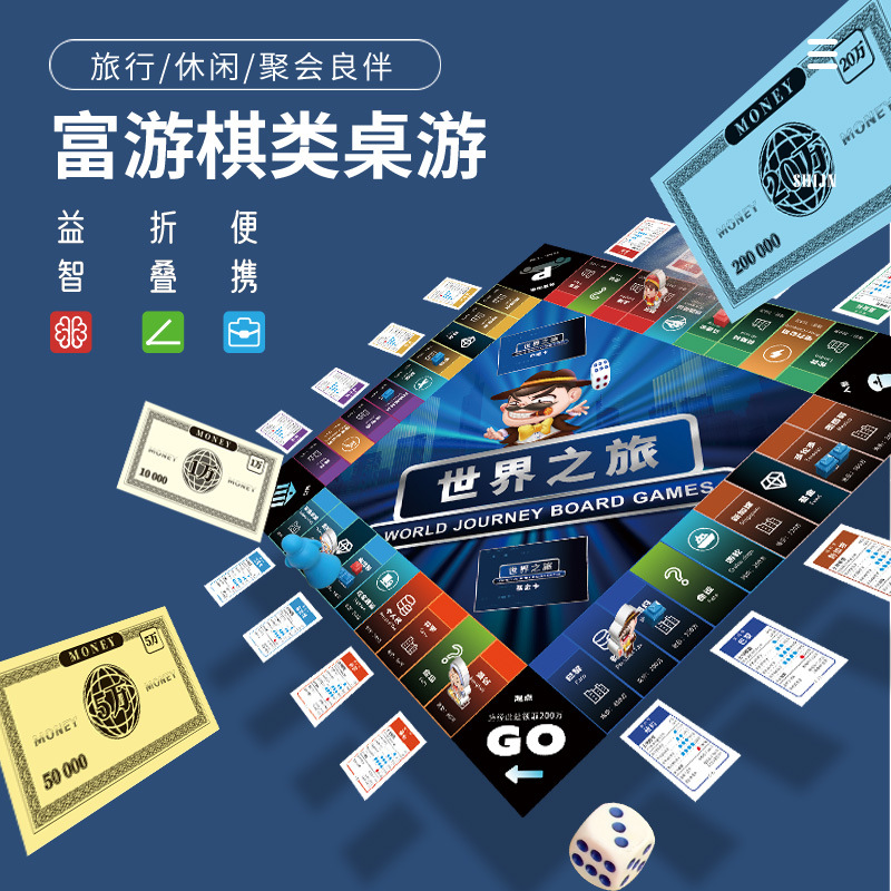 正版大富翁儿童经典豪华升级版超大号成年桌游学生世界之旅游戏棋：开启家庭欢乐新纪元！