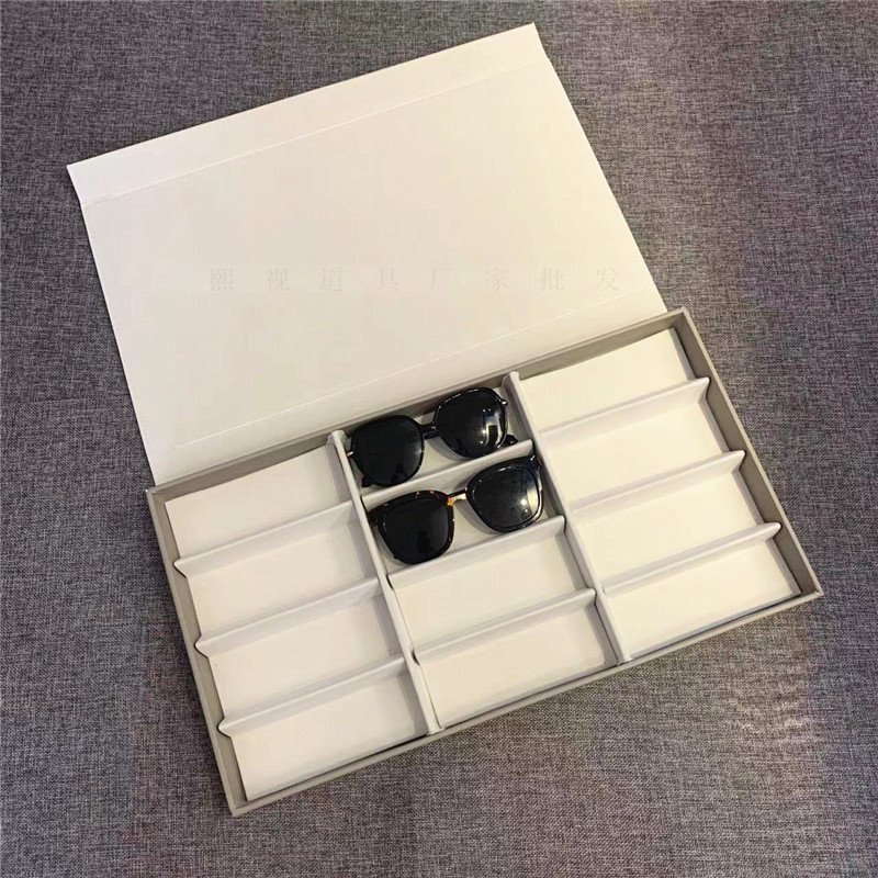 带盖皮革眼镜展示收纳盒：12格奢华眼镜陈列神器，让你的太阳镜和老花镜也变得高大上！