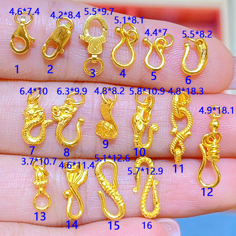 黄金龙虾扣手链尾扣项链扣头999足金鱼钩S万能扣钩头diy手绳配件：珠宝DIY达人的必备神器！✨