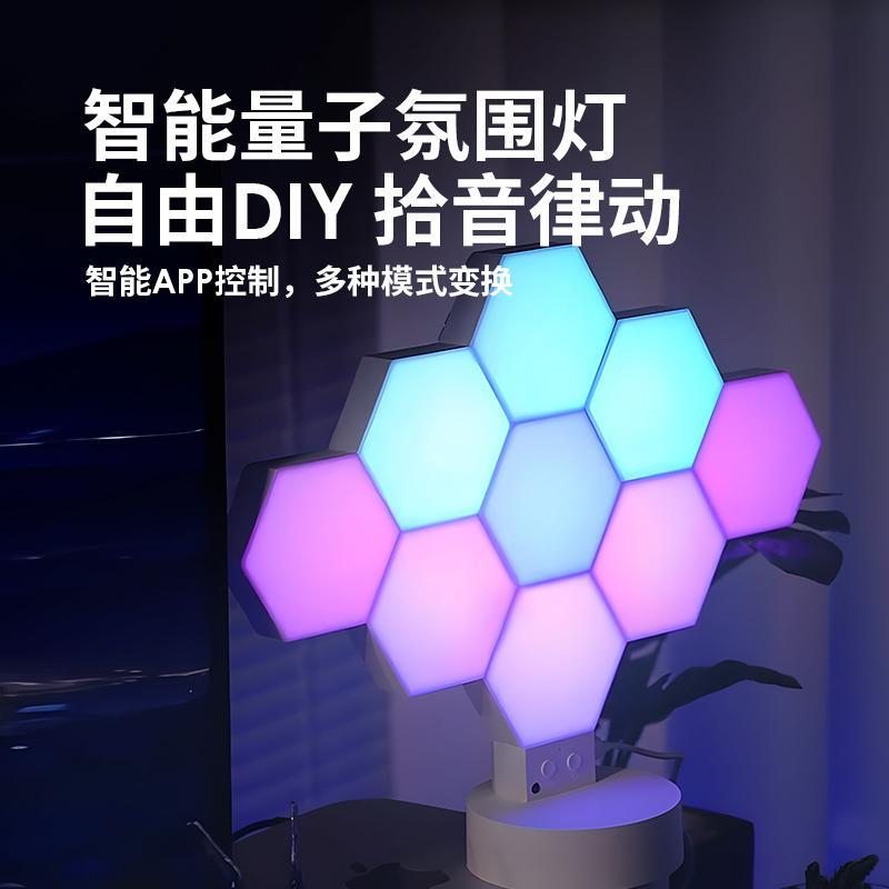 RGB氛围量子灯电竞房：打造梦幻游戏空间，奇光板遥控幻彩灯，点亮你的夜！