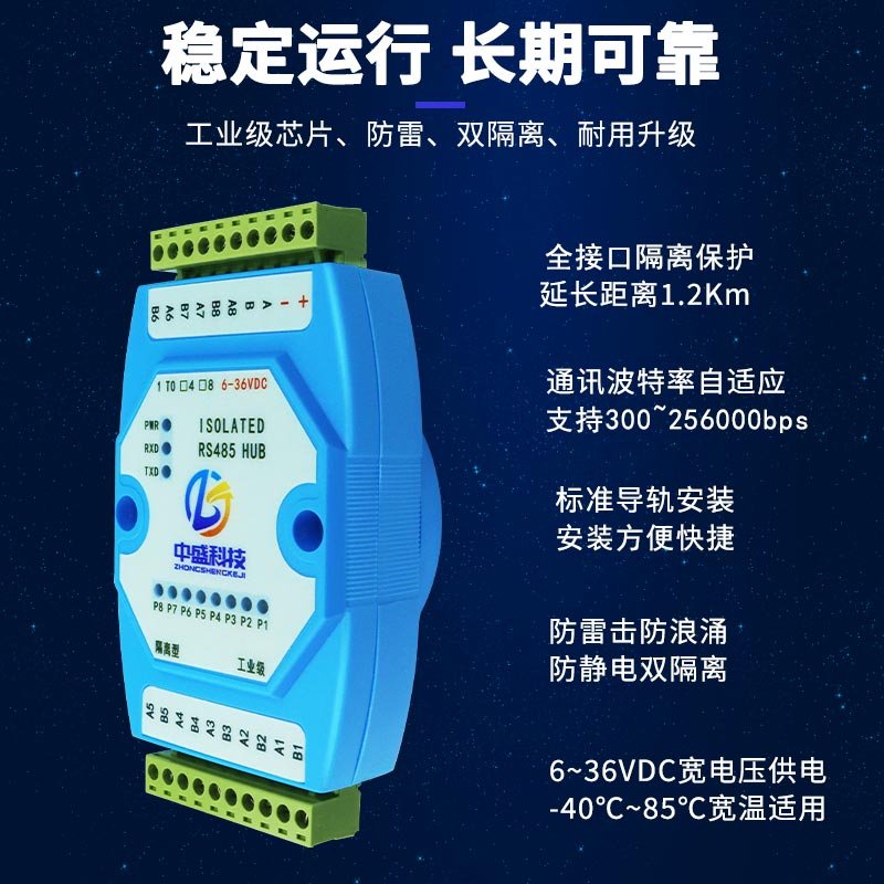 RS485集线器中继器HUB：光电隔离Modbus信号放大器，抗干扰防雷神器，工业级品质保障！⚡️