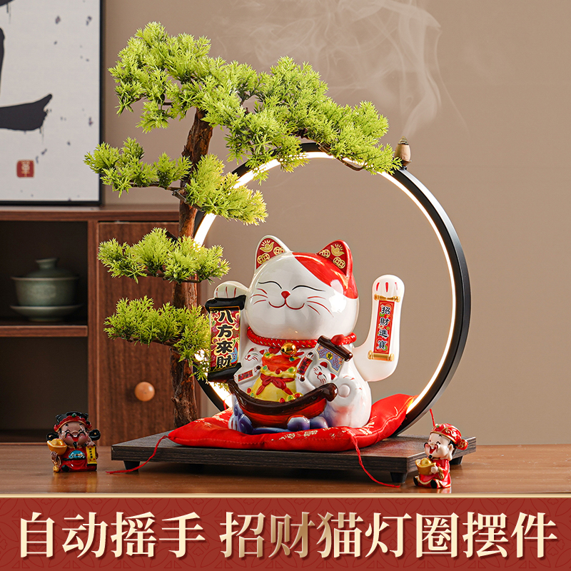 招财猫摆件：开业必选，创意店铺装饰，招手大号陶瓷，收银台礼物新选择！