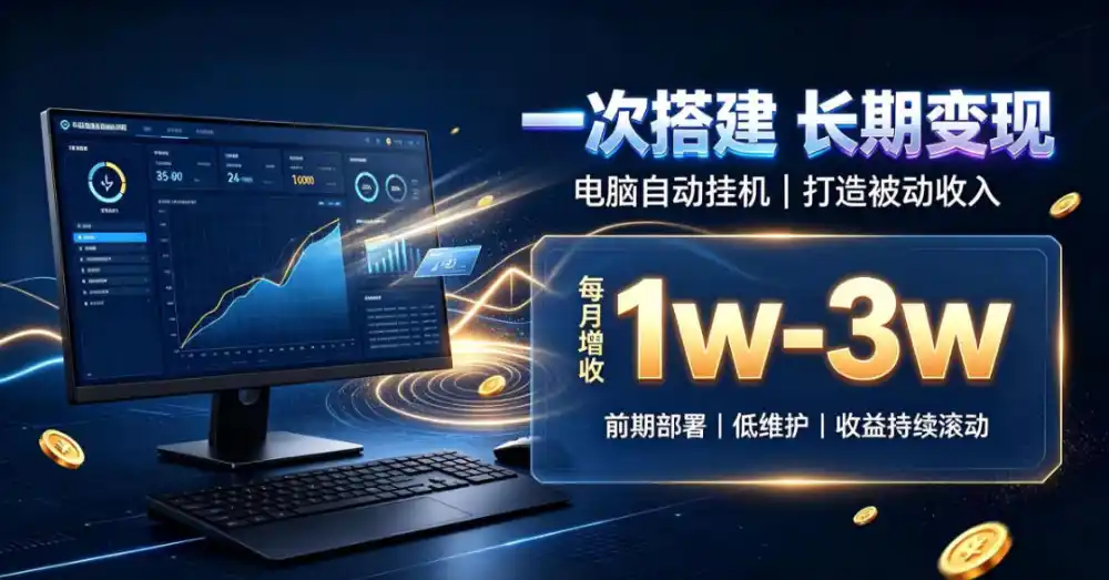 一份投入长期收益，电脑自动挂G类目，搭建被动收入每月增收1w-3w【揭秘】