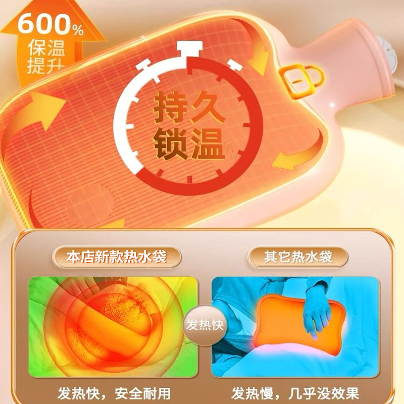 秋冬必备神器：加大号冲水热水袋，大学生成人暖脚暖手宝，热敷暖脖注水袋