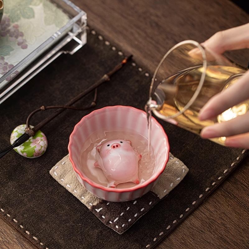 猪油冻躺平猪汝窑茶杯：古韵新风，品茗新体验✨