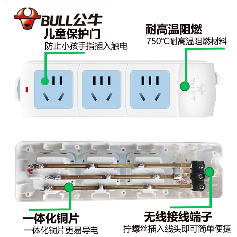公正牛款立式氮化镓多功能带USB快充20W插排插座拖线接线板插线板：你的数码设备充电救星！