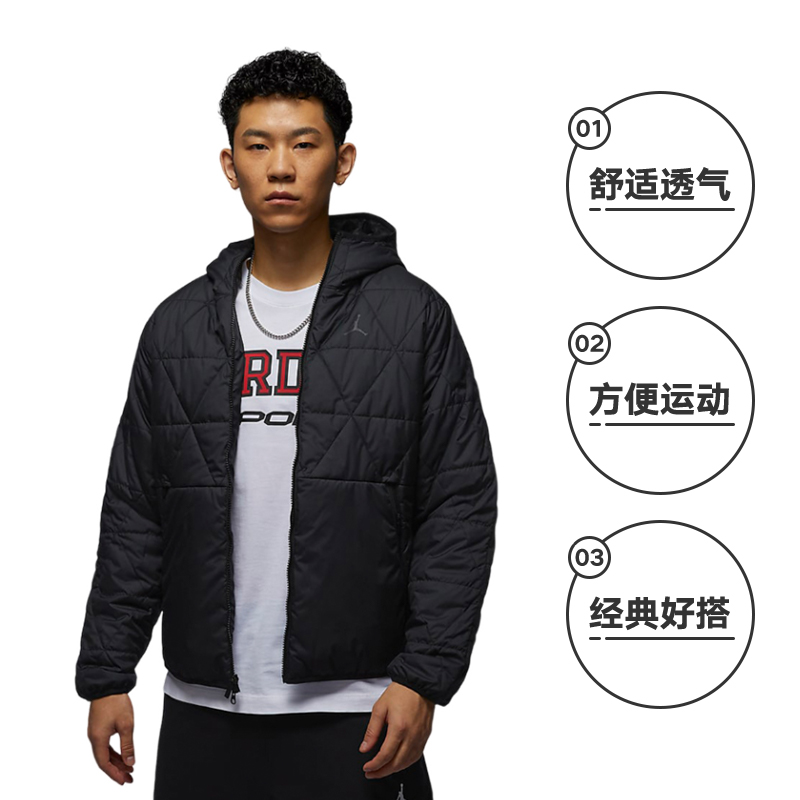 正品NIKE耐克简约保暖百搭户外男休闲运动连帽棉服外套，冬季必备神器！