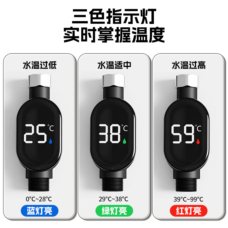 知暖创意无耗电带LED水温计可视花洒：宝宝洗澡控温神器，告别烫伤担忧！