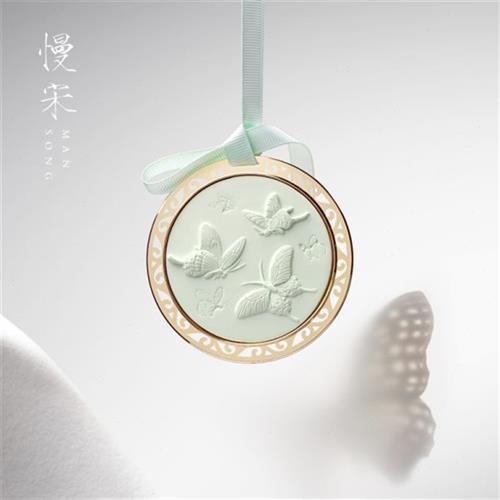 慢宋晴春蝶戏图扩香石挂件！车载衣橱香氛天花板，一挂就高级感爆棚