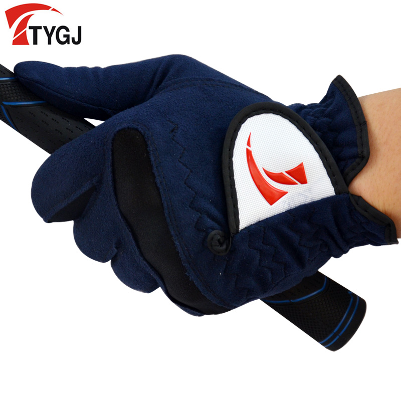 蓝色男士高尔夫手套：左右双手透气超纤布柔软排汗速干新golf glove，击球利器的秘密武器！