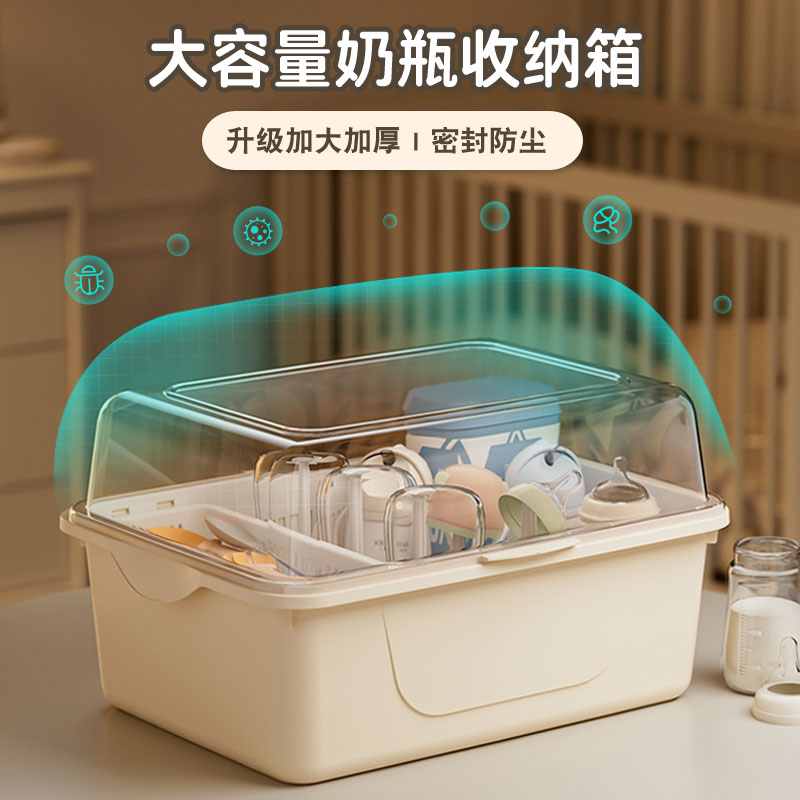 防尘带盖新生儿奶瓶收纳箱：宝宝餐具的终极守护神，妈妈必备神器！