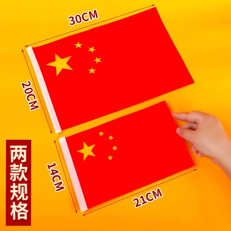 五星红旗飘扬，儿童六一手拿红星道具，爱国心满满