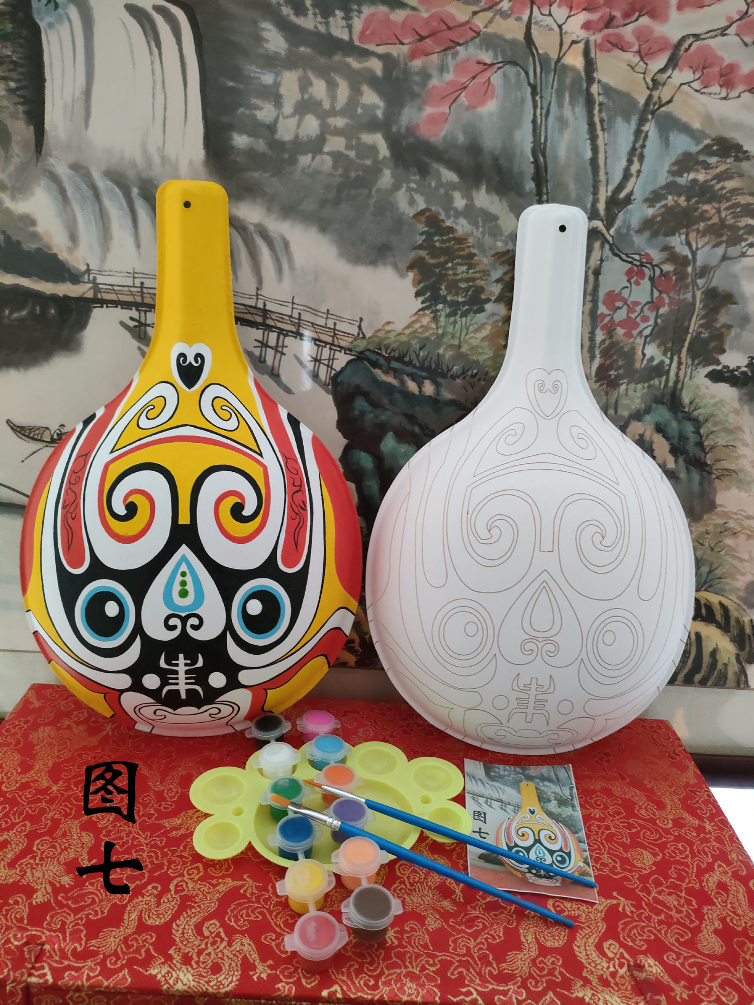 大号DIY传统文化手工马勺社火带纹路脸谱白坯非遗文创教学材料，解锁传统艺术新玩法！