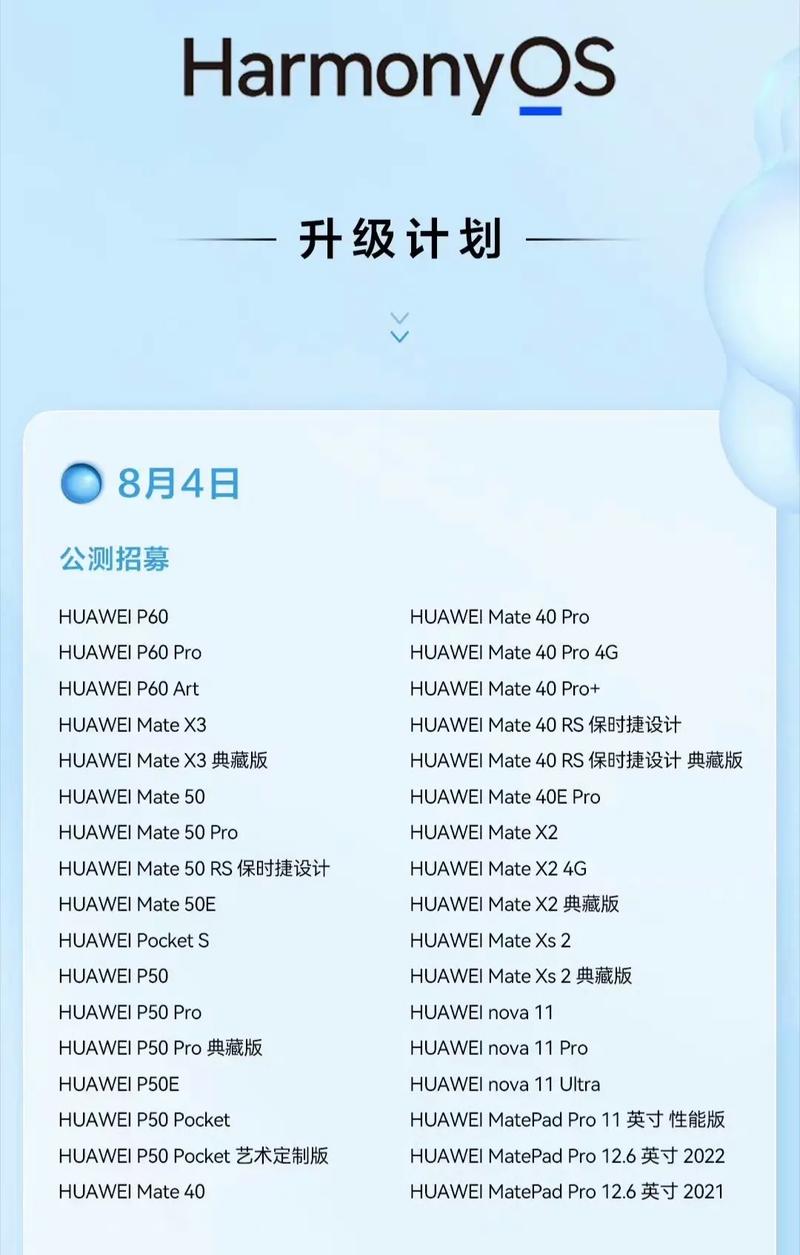鸿蒙系统升级名单,哪些华为设备将率先体验新功能？