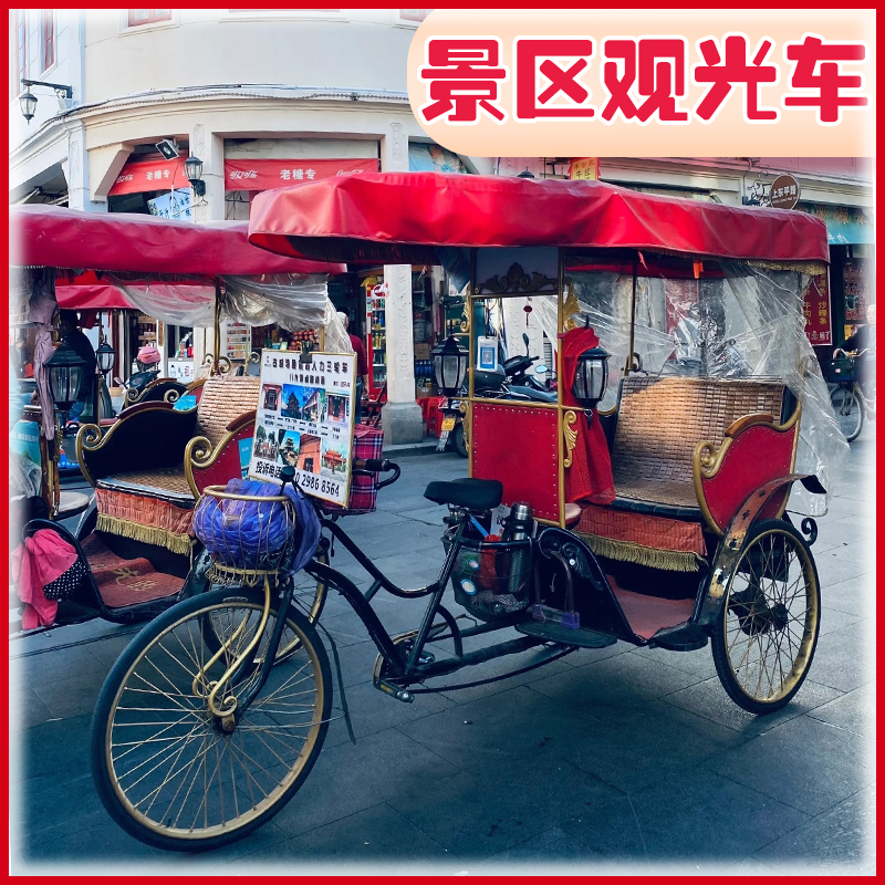 复古人力三轮车：带你穿越时空，畅游景区胡同的双排电动观光车