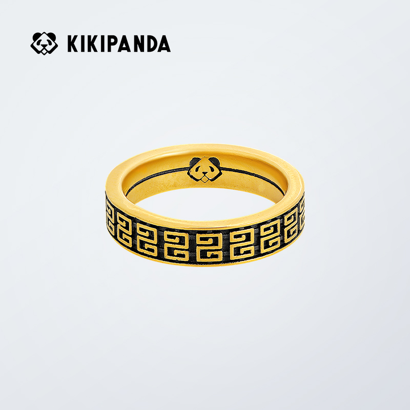 KIKIPANDA黑金戒指：潮流情侣必备，999足金的时尚宣言！