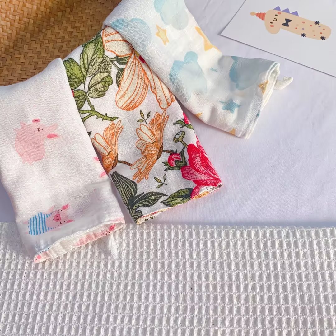 超柔软muslin tree四层纱布方巾，宝宝必备神器！✨