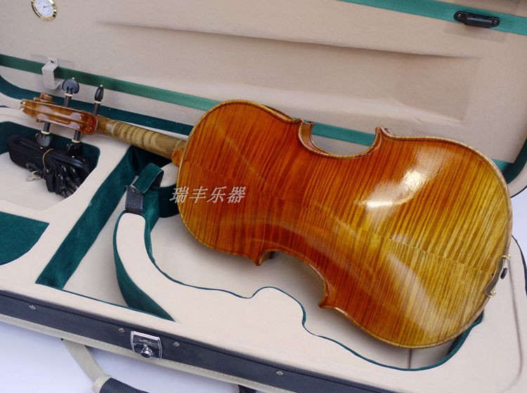 高清实拍全手工酒精漆天然虎纹独板中提琴：14寸-17寸现货，收藏级乐器的魅力所在！