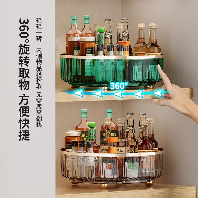 厨房调料置物架大揭秘：旋转收纳神器，台面整洁新境界！