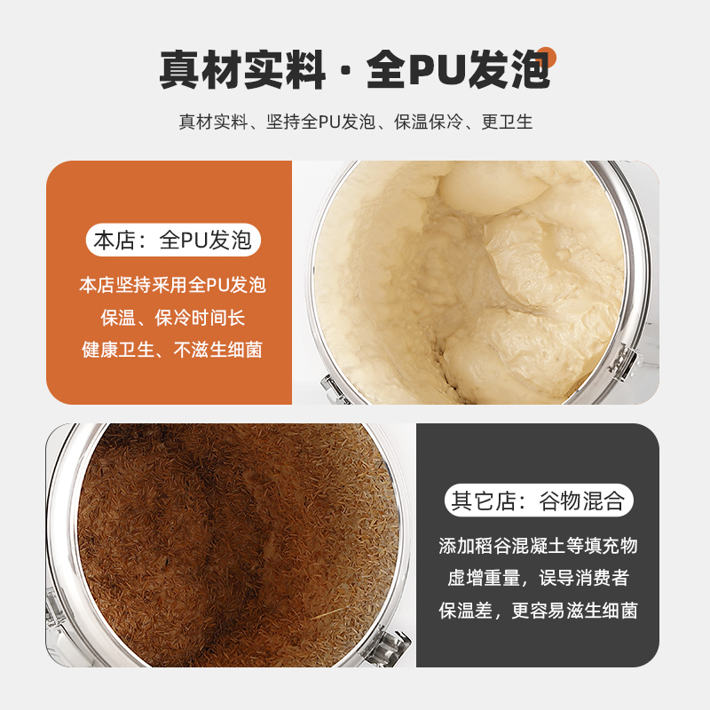 不锈钢保温桶：餐厅食堂必备神器，大容量饭桶汤桶商用摆摊奶茶冰桶！