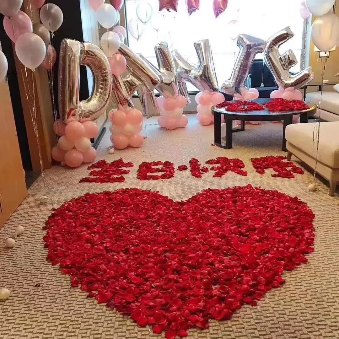 无纺布100片装仿真玫瑰花瓣：浪漫婚礼的秘密武器，打造梦幻求婚现场！