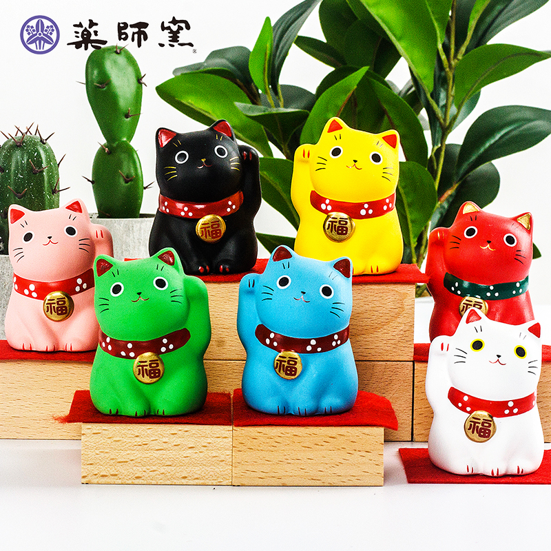 日本进口药师窑染锦福助招财猫：送礼佳品，开启财运新篇章！
