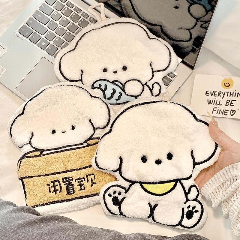 超萌小狗擦手巾，珊瑚绒吸水神器，厨房浴室必备