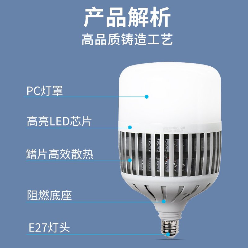 亚明照明100W-350W大功率LED灯泡E27/E40：超亮节能天花板，厂房车间家用都闭眼入！