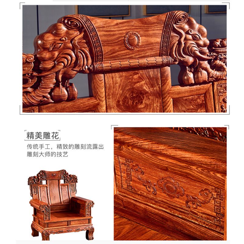 正福居红木家具：刺猬紫檀大奔沙发，中式花梨木实木大户型客厅组合，奢华家居新风尚！️