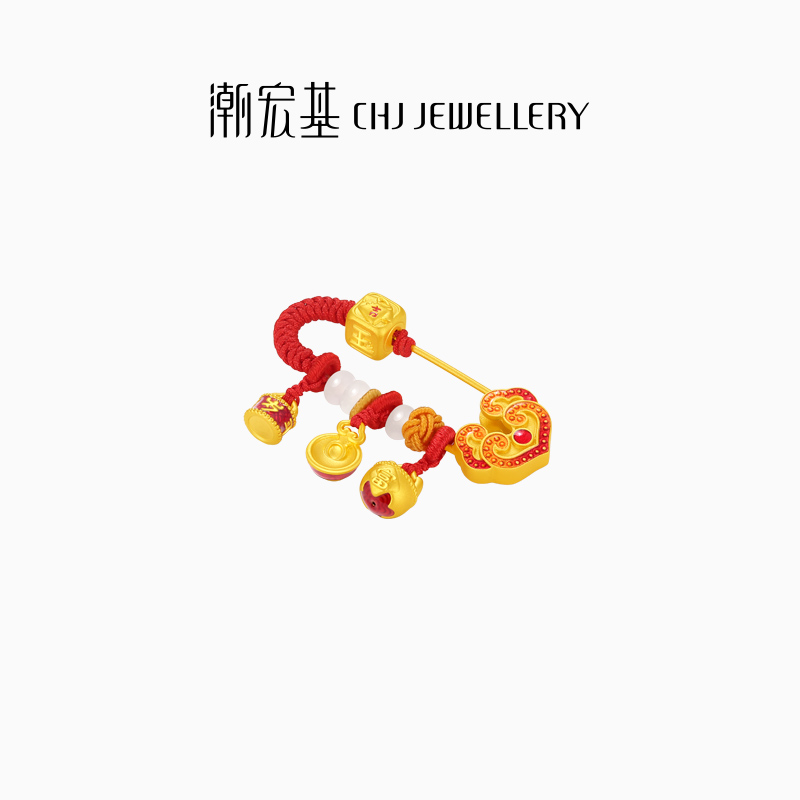 潮宏基好事发生锦衣玉食黄金S925银别针足金和田玉胸针，宝宝配饰太惊艳！这波必须冲！！