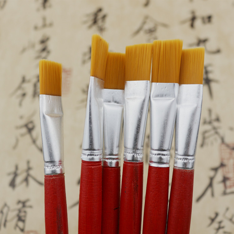 包邮尼龙油画笔板刷子单支红杆偏平头儿童丙烯水粉颜料画笔排笔50：艺术启蒙必备，让孩子爱上绘画