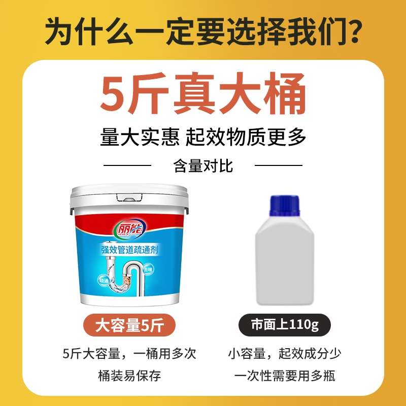 管道疏通剂：强力通饭店厨房下水道，去油污溶解厕所马桶堵塞神器！