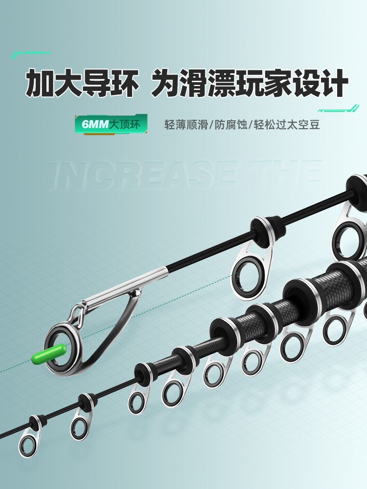 惊鸿滑漂矶钓竿：轻硬大导环，远投利器，4号专用正品解析！