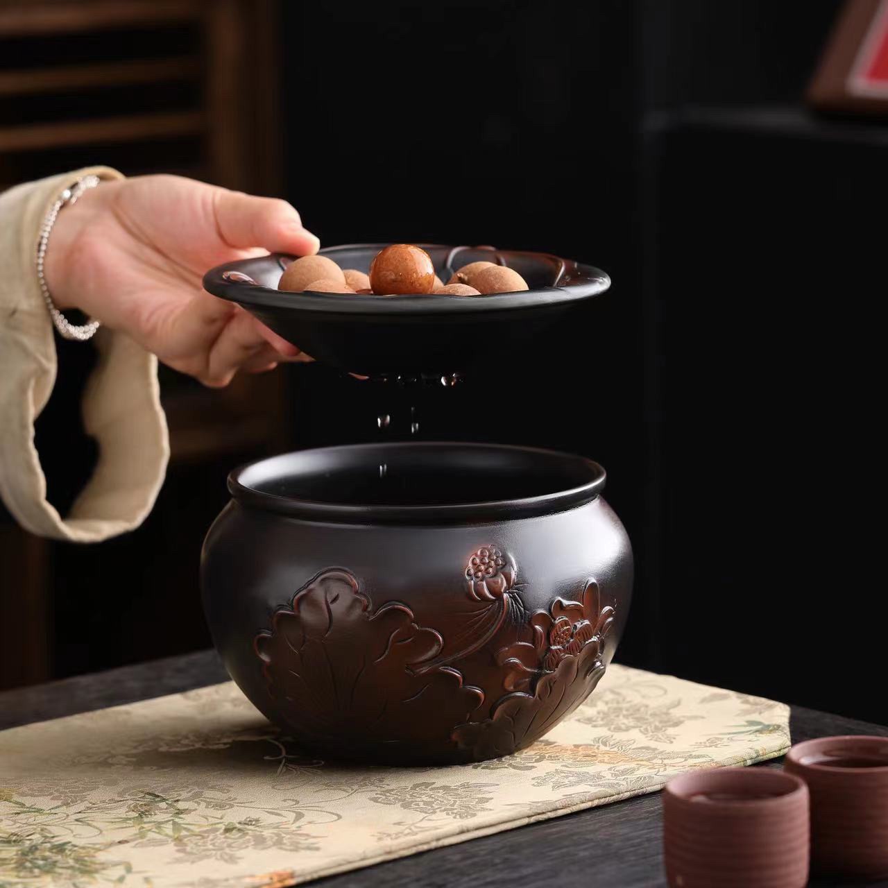高端紫陶复古陶瓷茶渣缸：茶艺爱好者的必备神器，收藏级茶具新选择